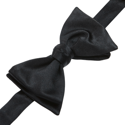 Silvio Forello Black Silk Satin Self-Tie Bow Tie Detail