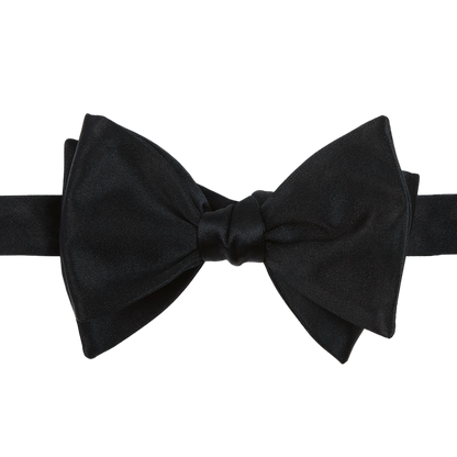 Silvio Forello Black Silk Satin Self-Tie Bow Tie Feature