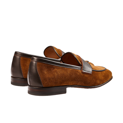 Stemar Tan Suede and Leather Penny Loafer Back