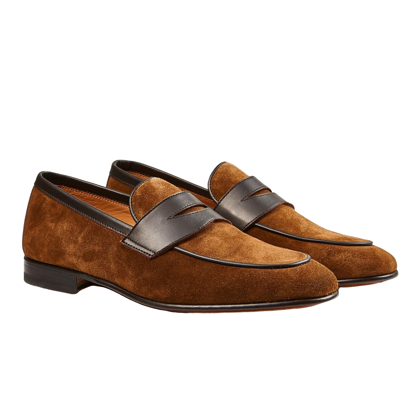 Stemar Tan Suede and Leather Penny Loafer Front