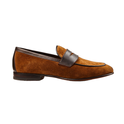 Stemar Tan Suede and Leather Penny Loafer Side