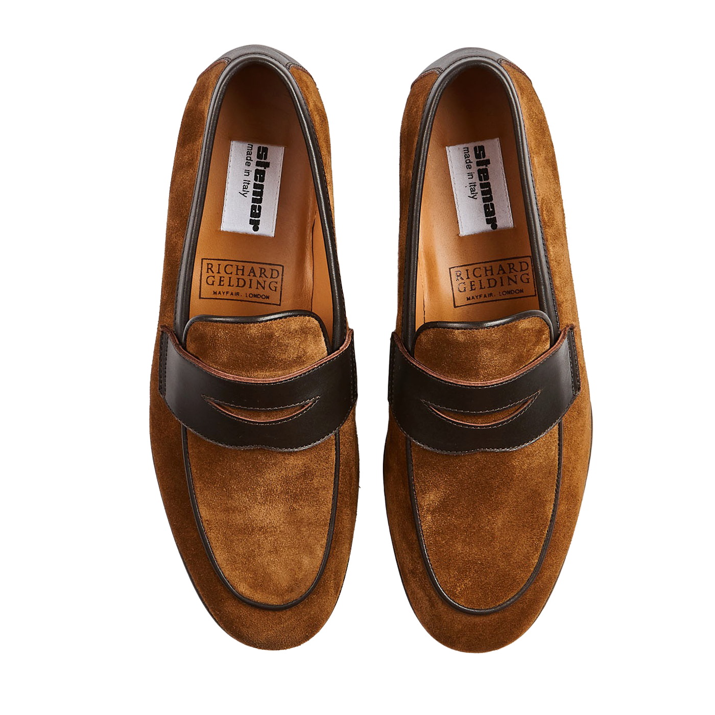 Stemar Tan Suede and Leather Penny Loafer Top