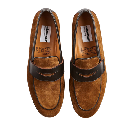 Stemar Tan Suede and Leather Penny Loafer Top