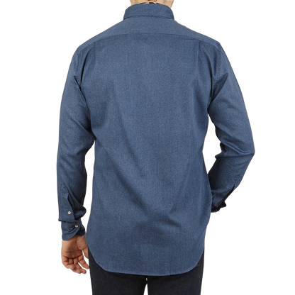 Stenströms Blue Washed Cotton Fitted Body BD Shirt Back