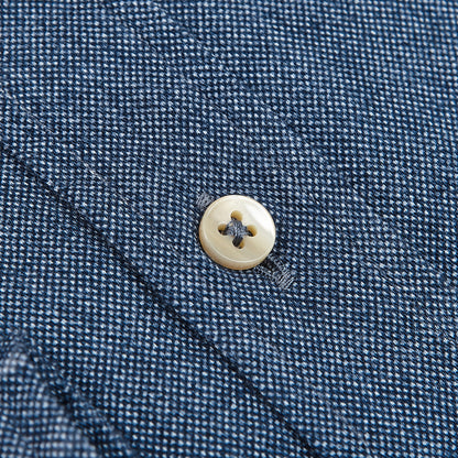 Stenströms Blue Washed Cotton Fitted Body BD Shirt Button