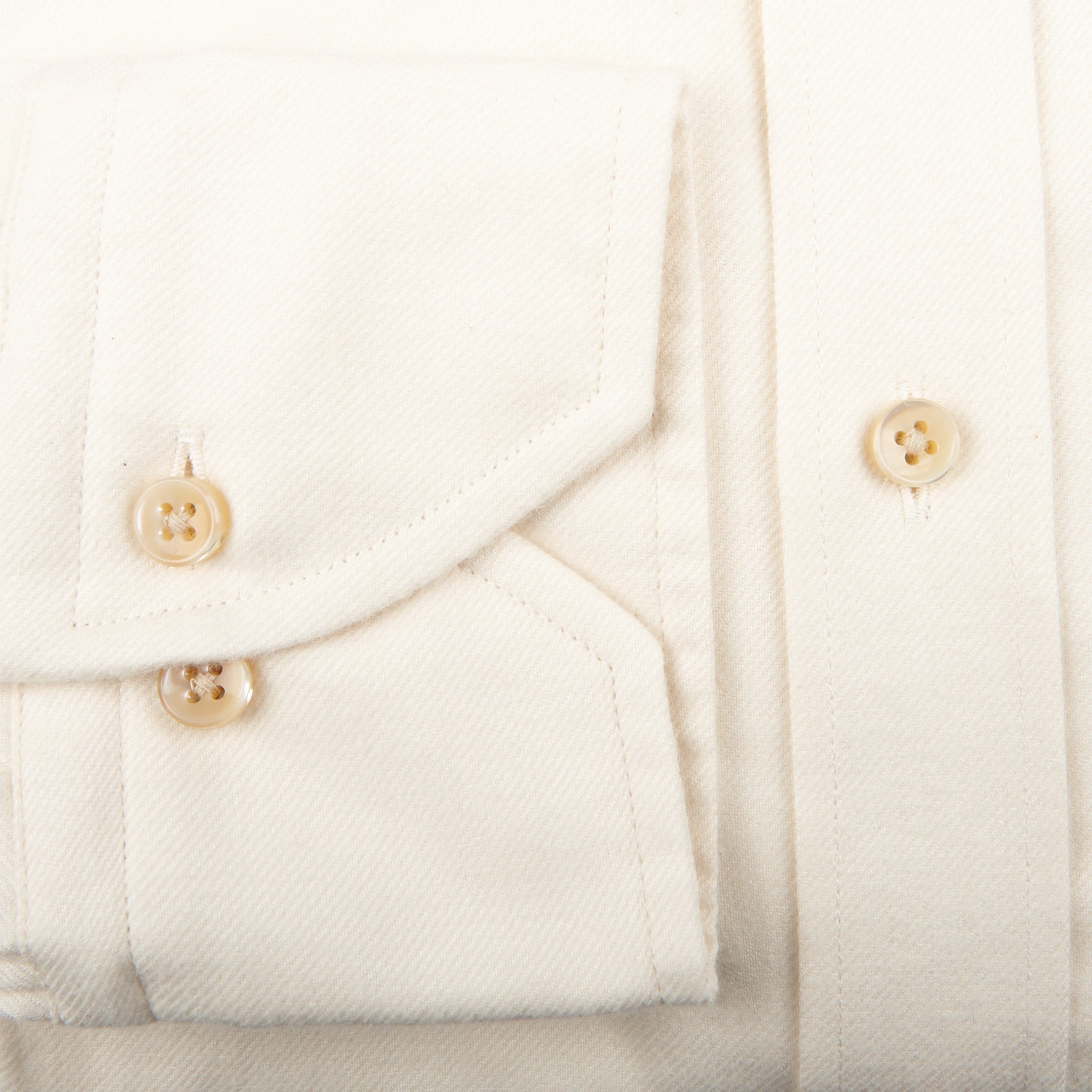 Stenströms Cream Beige Cotton Flannel Slimline Shirt Cuff1