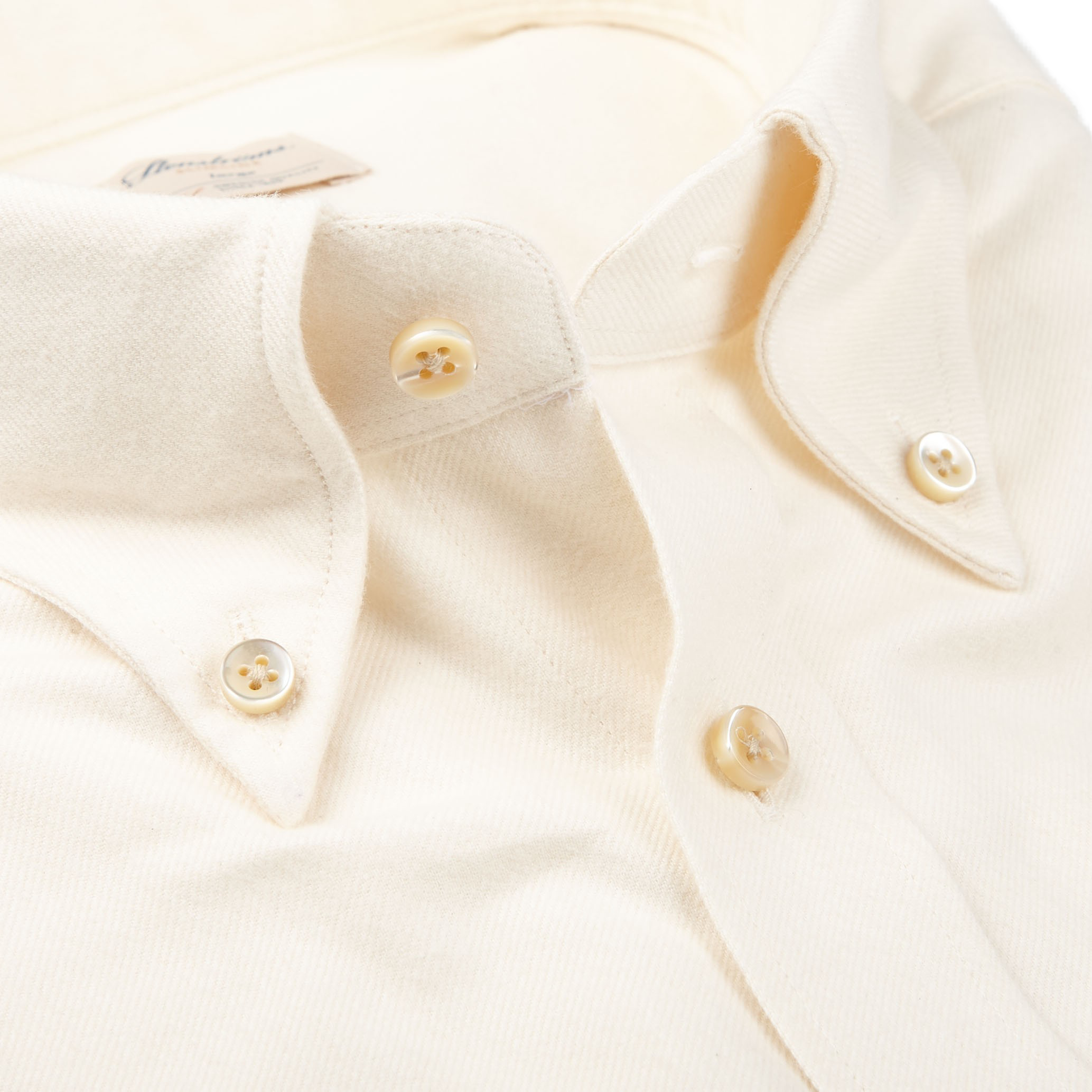 Stenströms Cream Beige Cotton Flannel Slimline Shirt Open