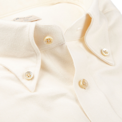 Stenströms Cream Beige Cotton Flannel Slimline Shirt Open
