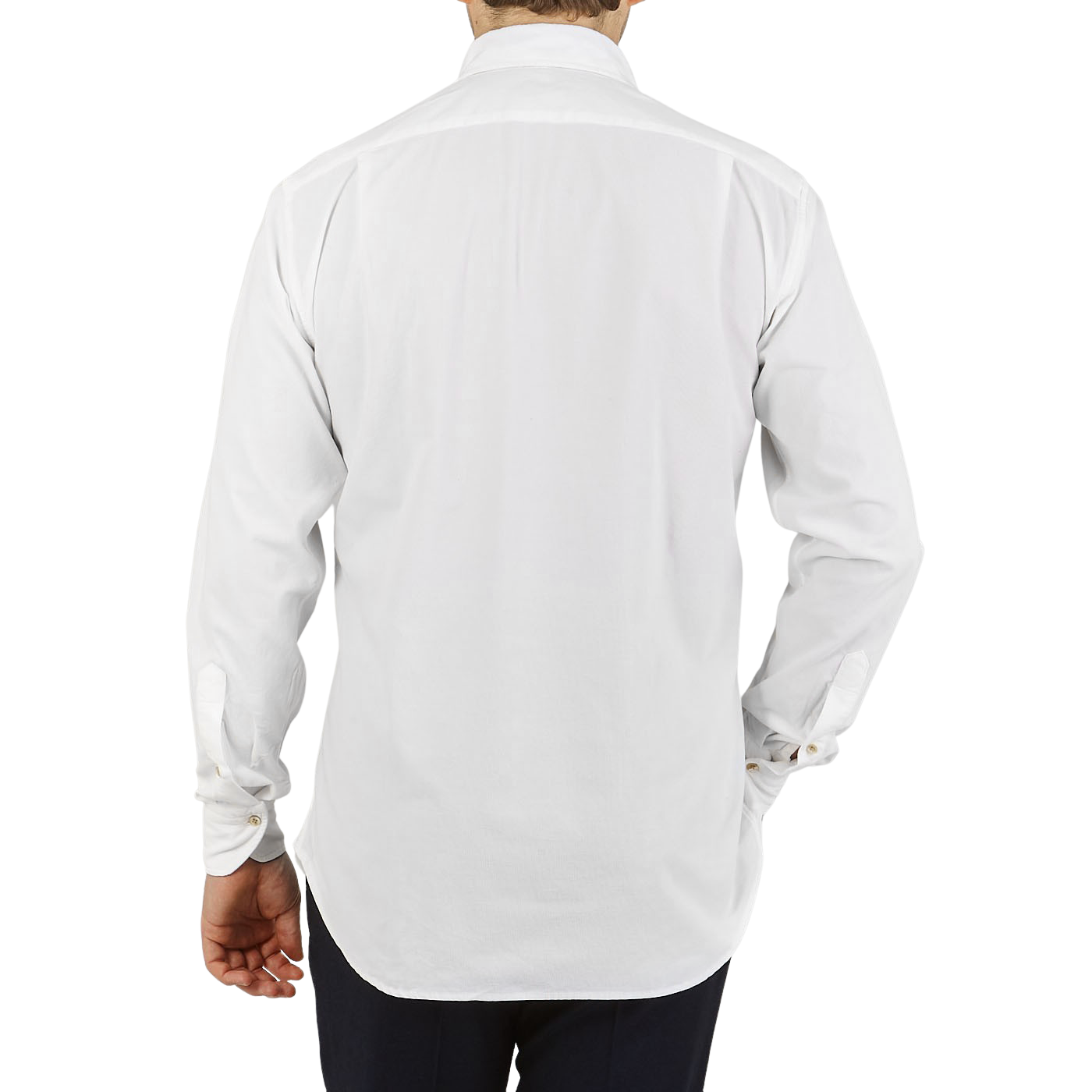 Stenströms White Cotton Corduroy Fitted Body Shirt Back