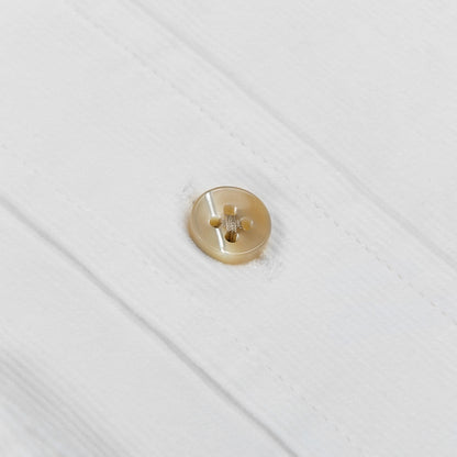 Stenströms White Cotton Corduroy Fitted Body Shirt Button