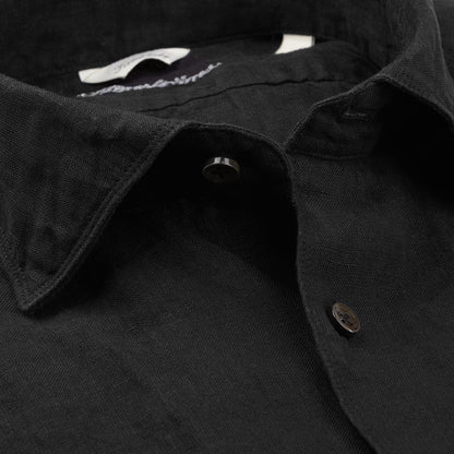 Stenströms Black Linen Cutaway Slimline Shirt Open