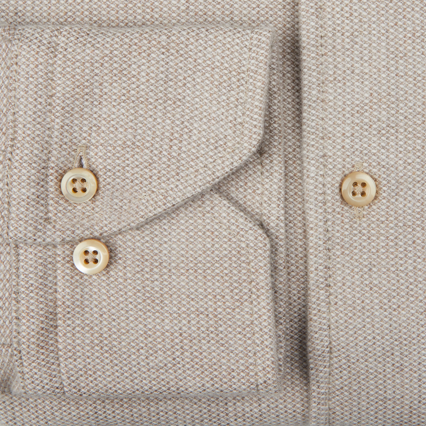 A close up of a Light Beige Brushed Cotton Slimline Shirt with buttons by Stenströms.