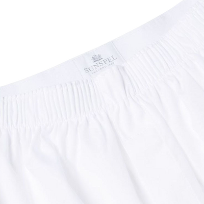 Sunspel White Cotton Boxer Shorts Detail
