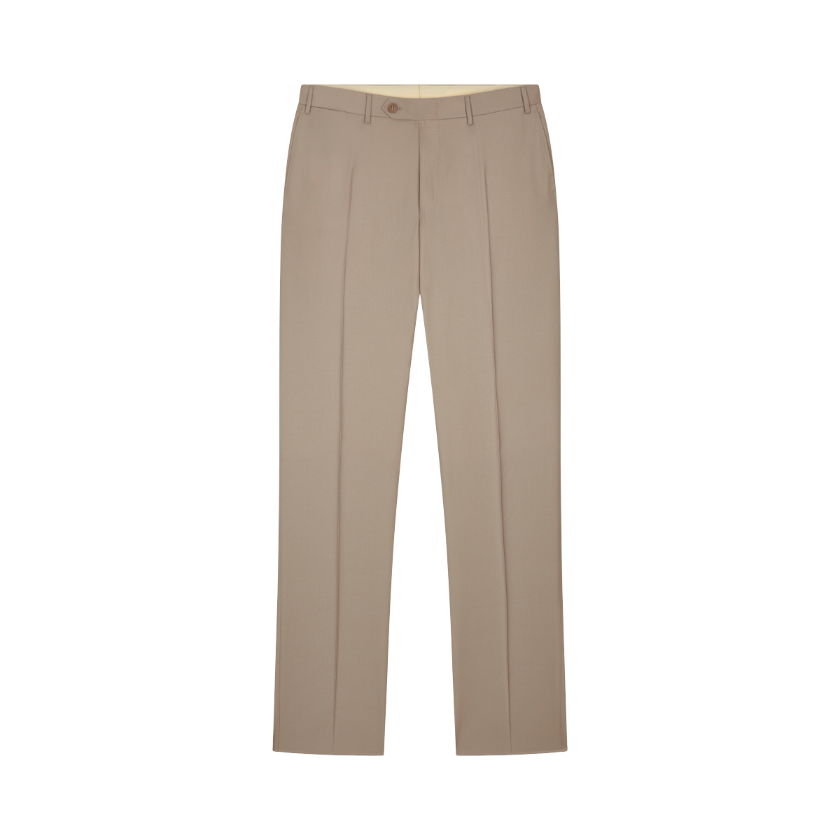 Beige Wool Flat Front Trousers