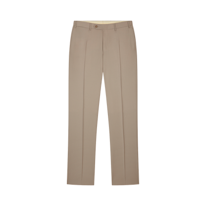 Beige Wool Flat Front Trousers