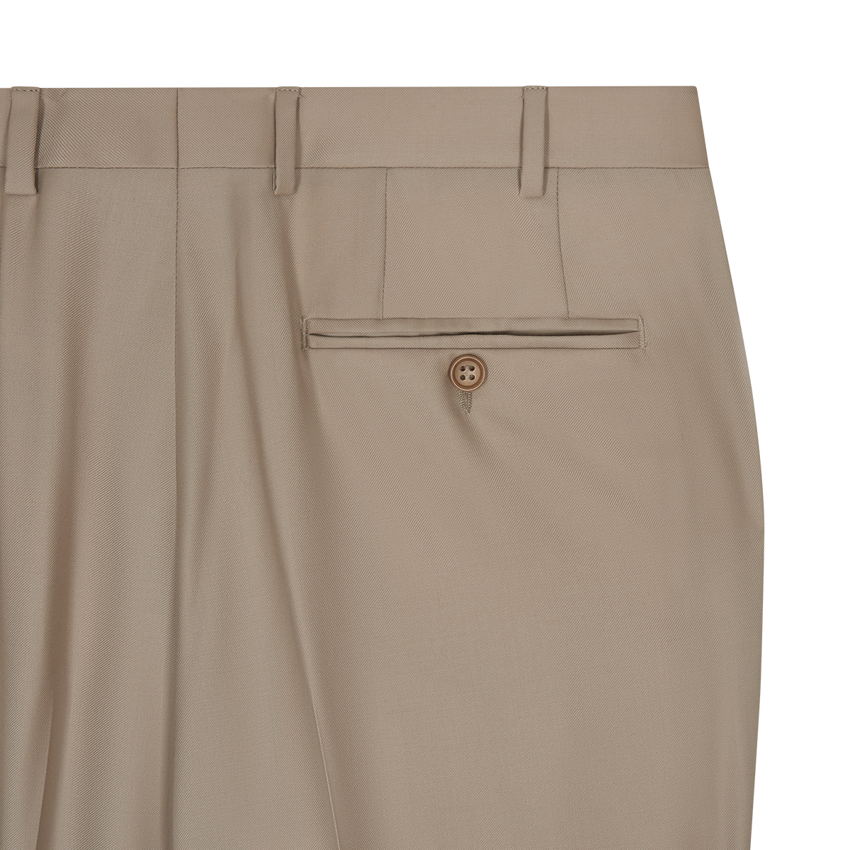 Beige Wool Flat Front Trousers