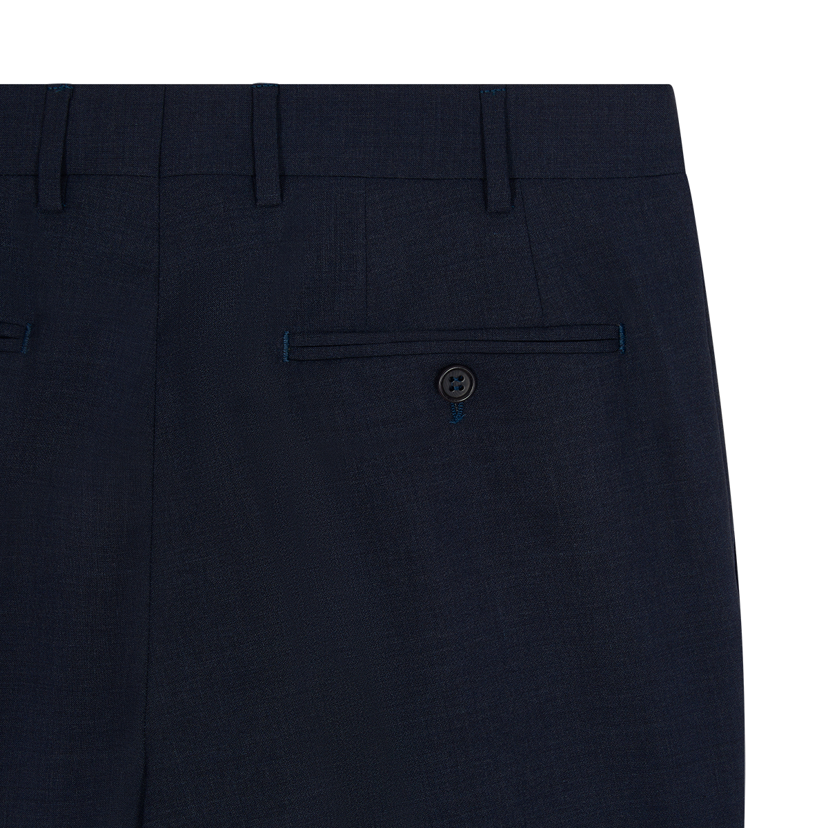Blue Wool Stretch Flat Front Trousers
