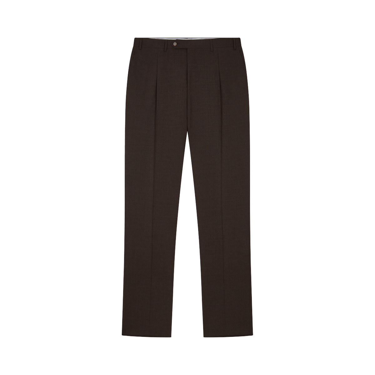 Brown Matte Wool Stretch Single Pleat Trouser