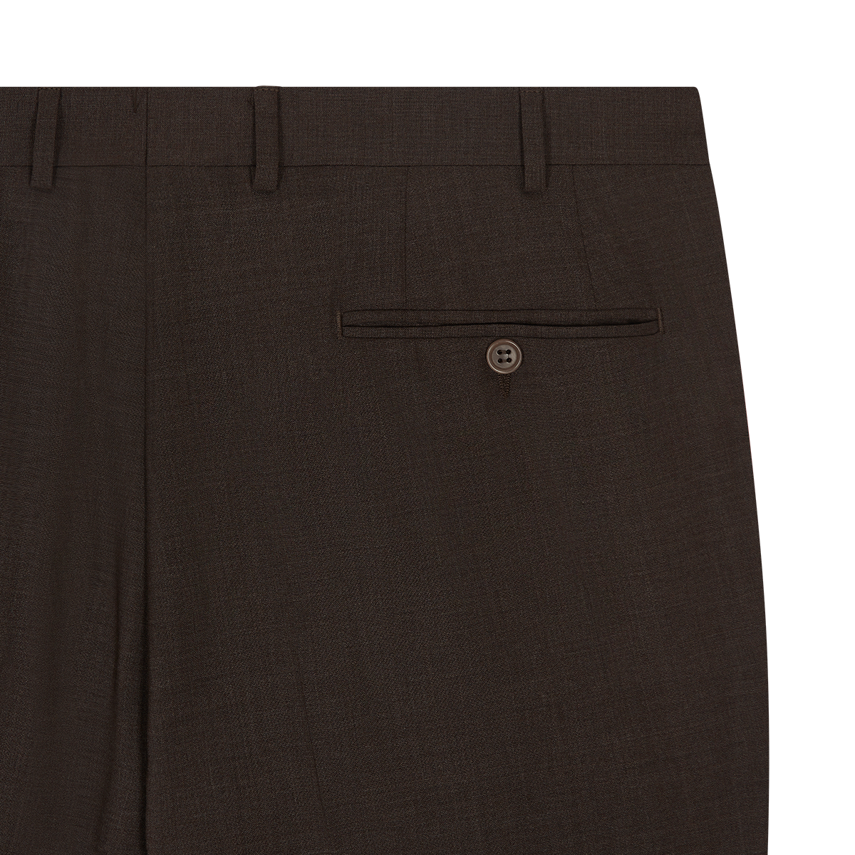 Brown Matte Wool Stretch Single Pleat Trouser