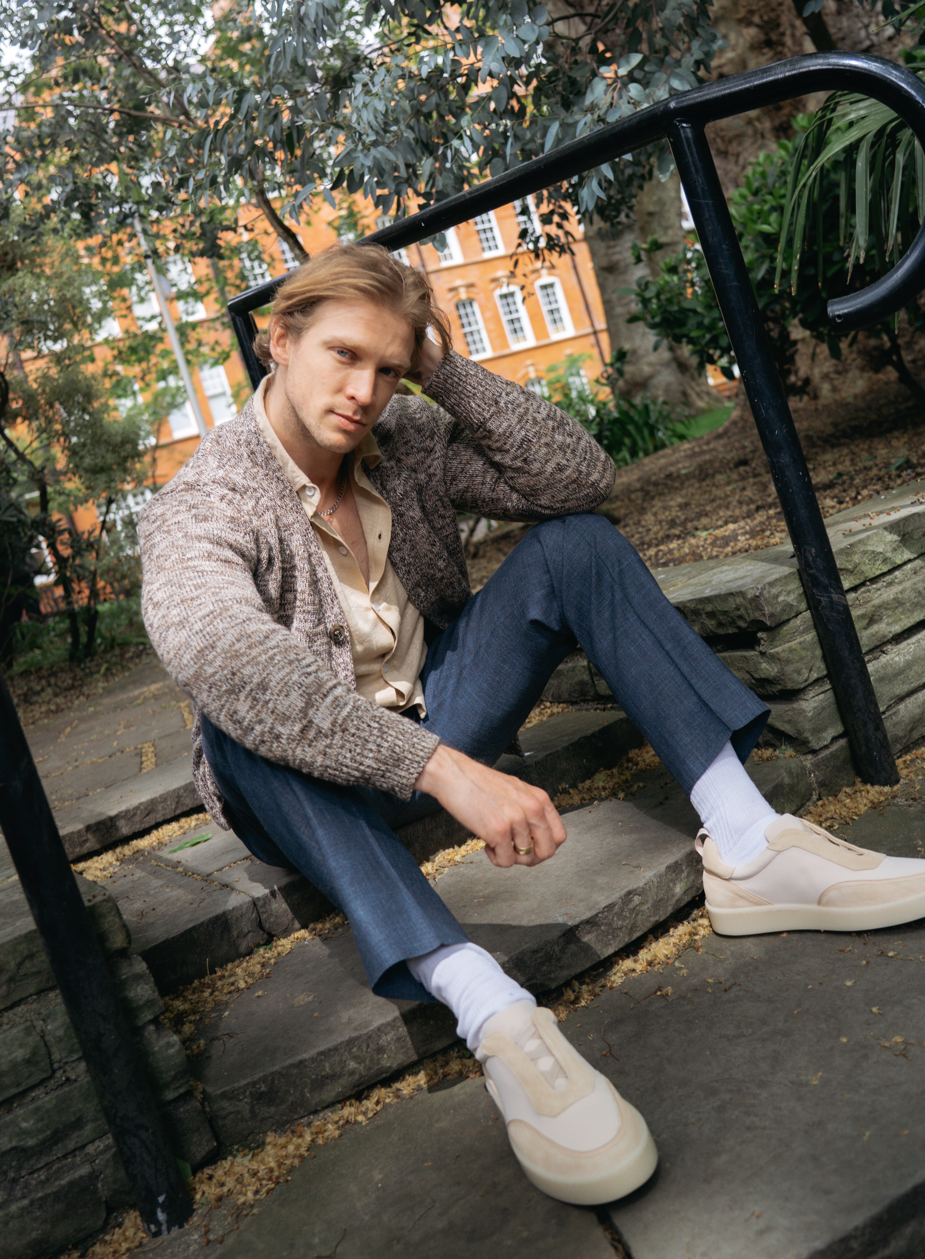Navy Wool/Silk/Linen Trousers