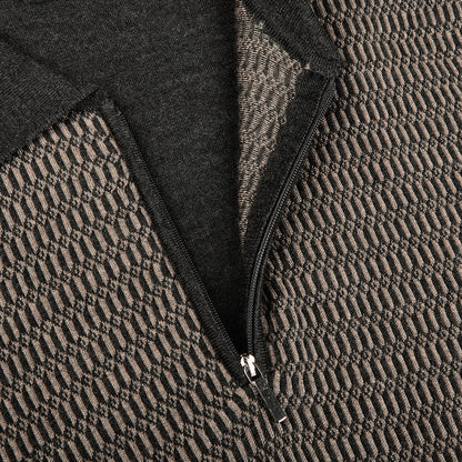 Torras Grey Wool Silk Cashmere Zip Polo Shirt Open
