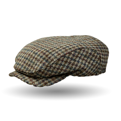 A Wigéns Beige Houndstooth Harris Tweed Ivy Contemporary Cap.