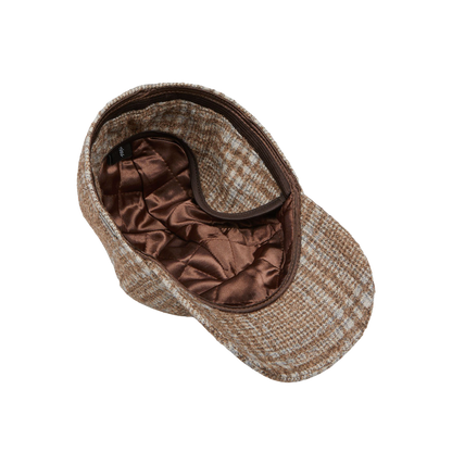 Wigéns Beige Checked Wool Alpaca Baseball Cap Inside