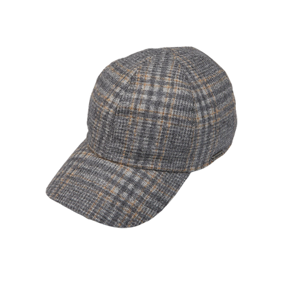 Wigéns Grey Checked Wool Alpaca Baseball Cap Feature