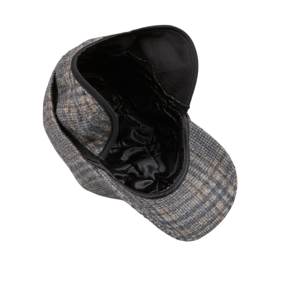 Wigéns Grey Checked Wool Alpaca Baseball Cap Flaps