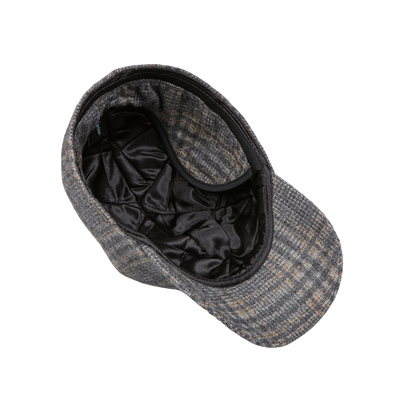 Wigéns Grey Checked Wool Alpaca Baseball Cap Inside