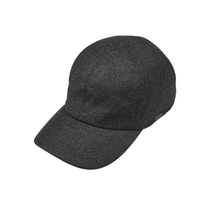 A Wigéns Grey Loro Piana Wool Cashmere Baseball Cap on a white background.