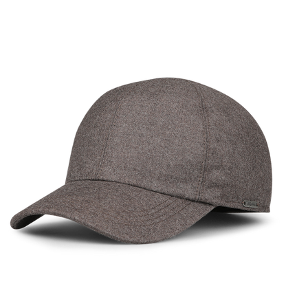 The Brown Loro Piana Wool Cashmere Baseball Cap by Wigéns is a sophisticated piece featuring a curved brim and a small metal brand tag, capturing the sleek efficiency of the storm system.