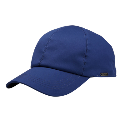 A Wigéns Mid Blue Microfibre Nylon Baseball Cap with an adjustable strap made of technical nylon microfibre.