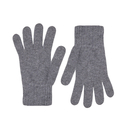A pair of Smog Grey Pure Cashmere Gloves by William Lockie on a white surface.