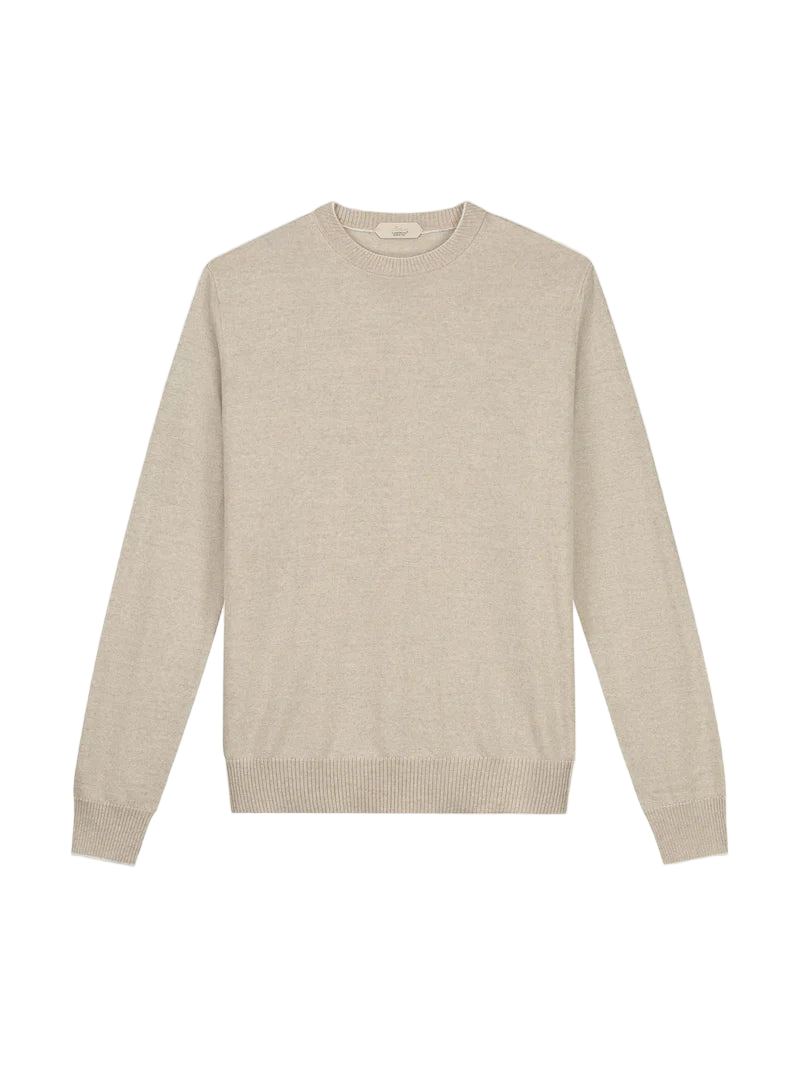 Light Beige Two Tone Cashwool City Crewneck