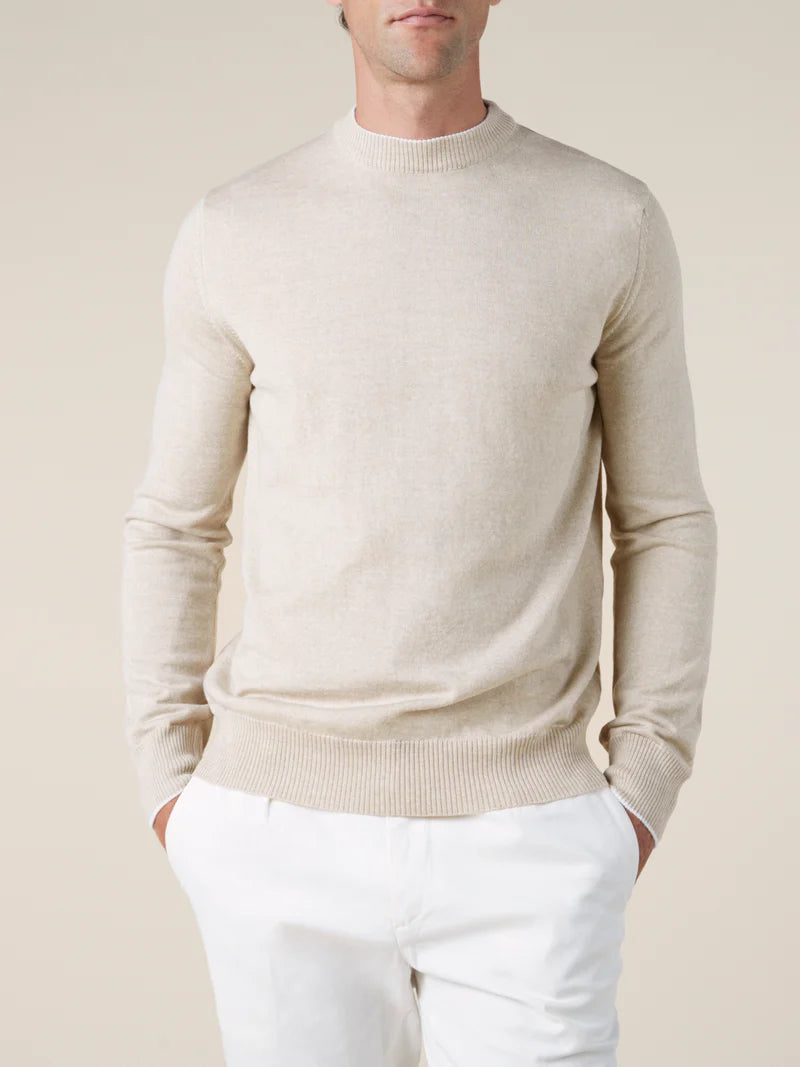 Light Beige Two Tone Cashwool City Crewneck