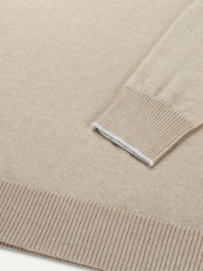 Light Beige Two Tone Cashwool City Crewneck