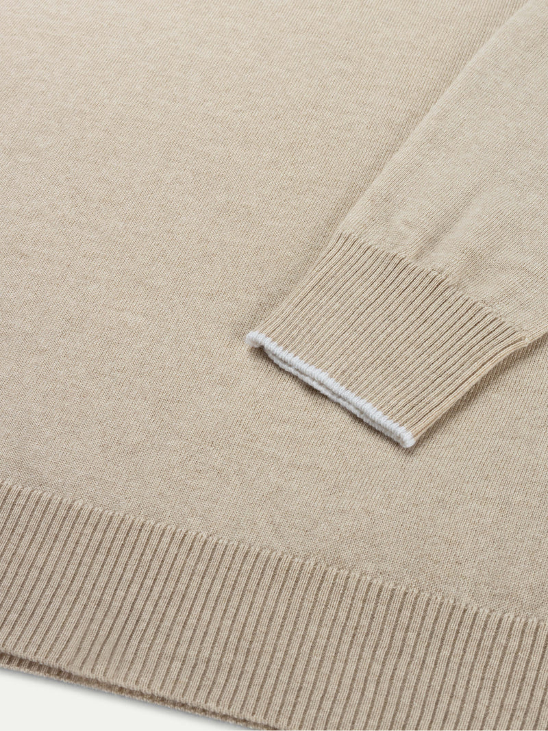 Light Beige Two Tone Cashwool City Crewneck
