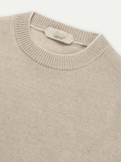 Light Beige Two Tone Cashwool City Crewneck