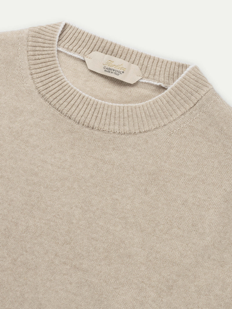 Light Beige Two Tone Cashwool City Crewneck