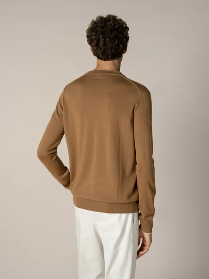 Caramel Two Tone Cashwool City Crewneck