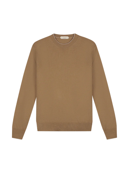 Caramel Two Tone Cashwool City Crewneck