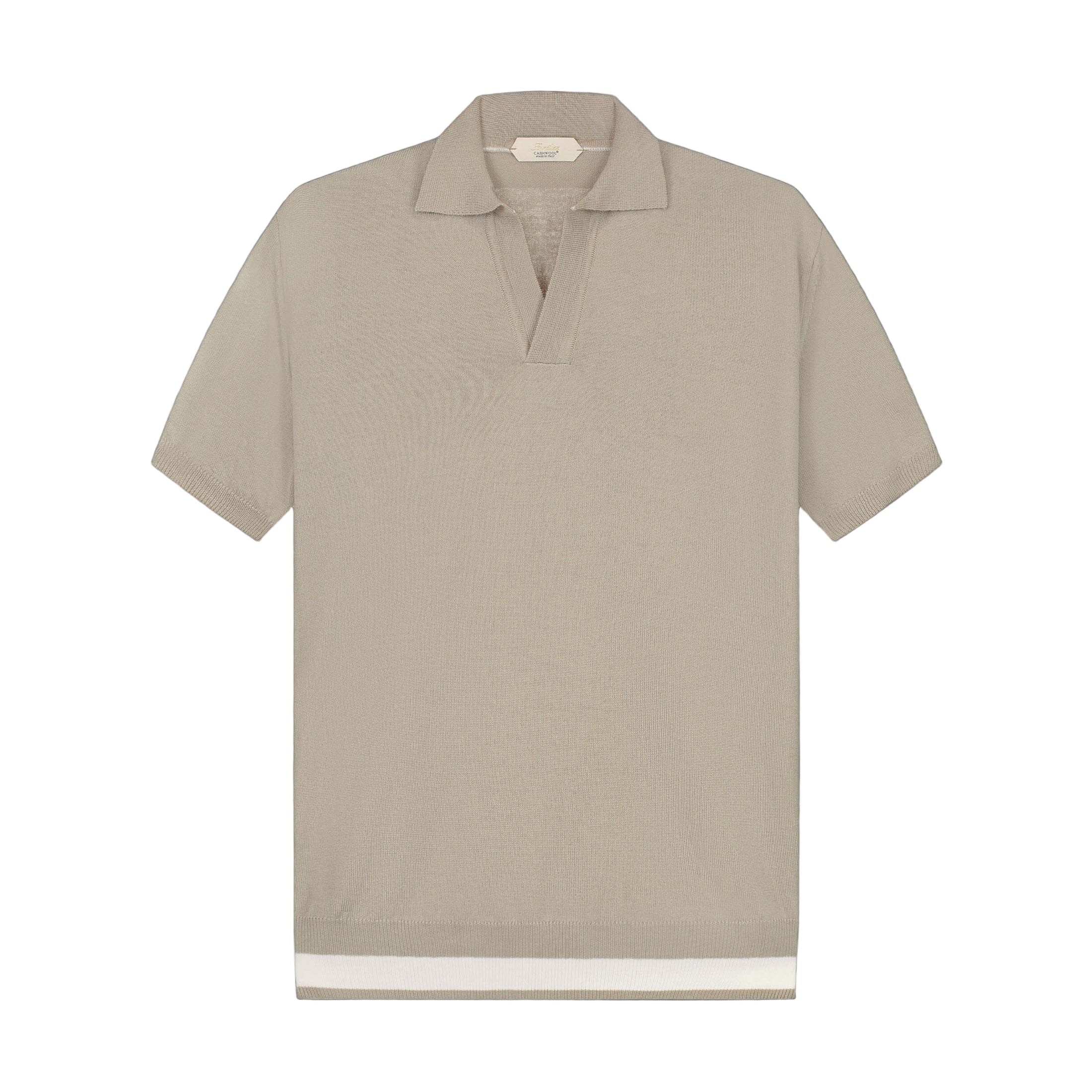 Greige Cashwool Buttonless AUR1 Polo