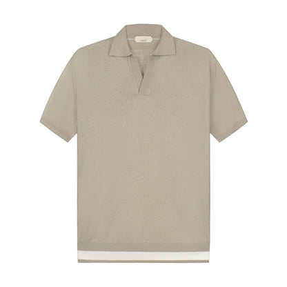 Greige Cashwool Buttonless AUR1 Polo