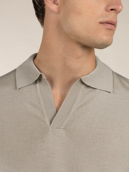 Greige Cashwool Buttonless AUR1 Polo