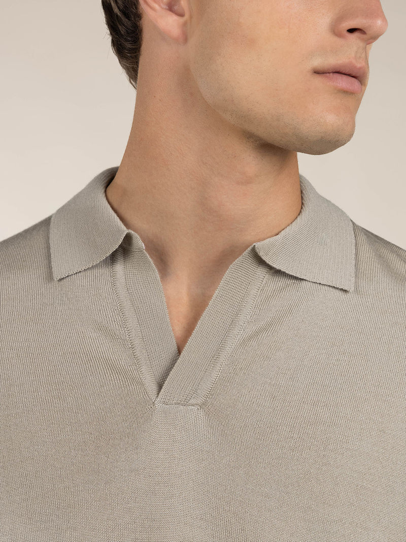Greige Cashwool Buttonless AUR1 Polo