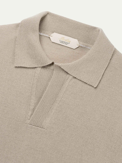 Greige Cashwool Buttonless AUR1 Polo