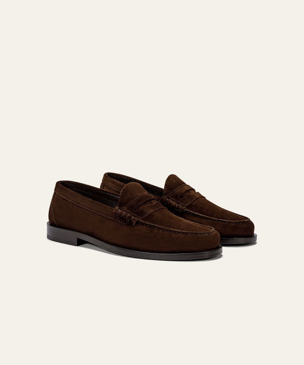 Brown Suede Cadoro Penny Loafers