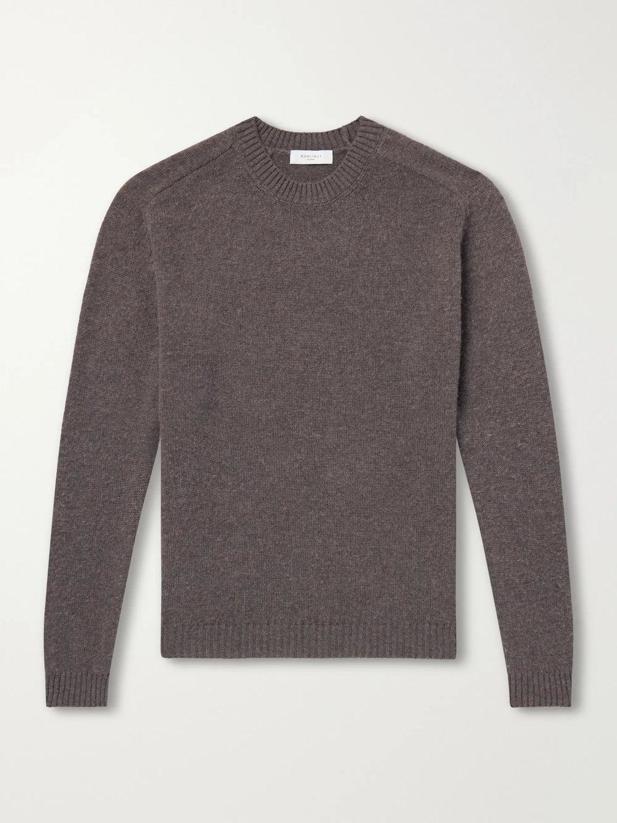 Brown Wool Cashmere Crewneck Sweater
