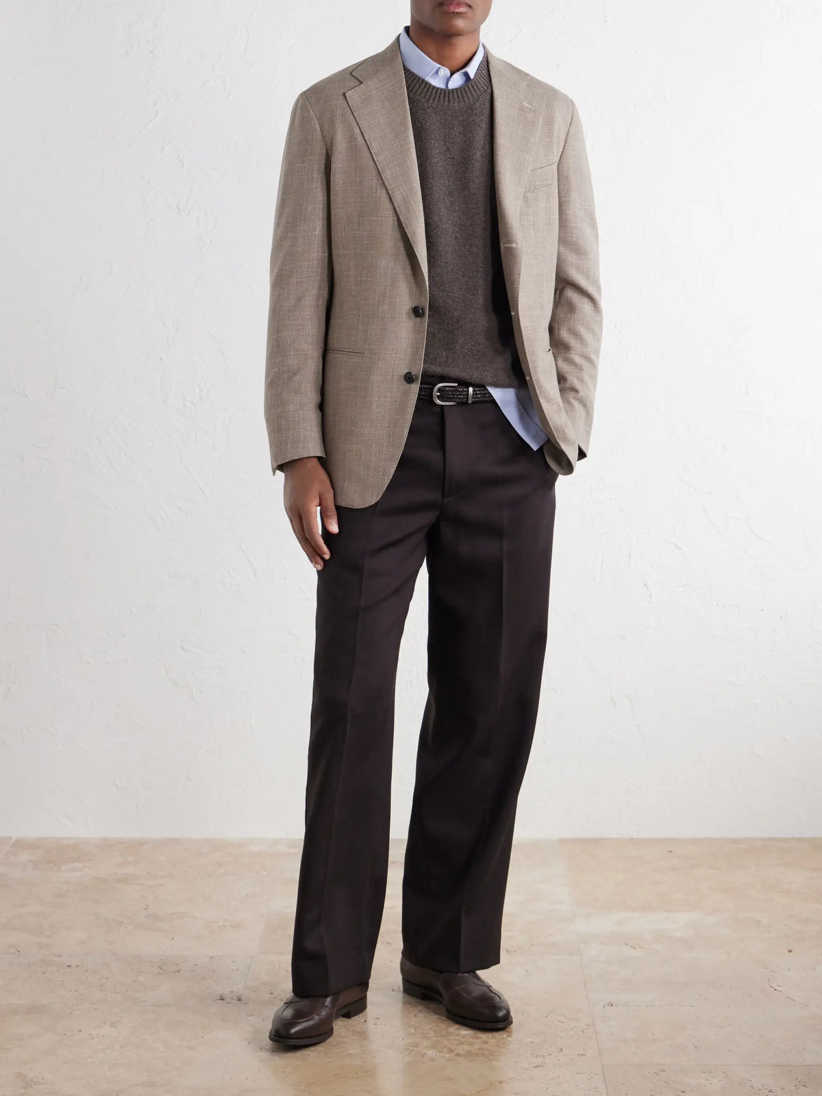 Brown Wool Cashmere Crewneck Sweater